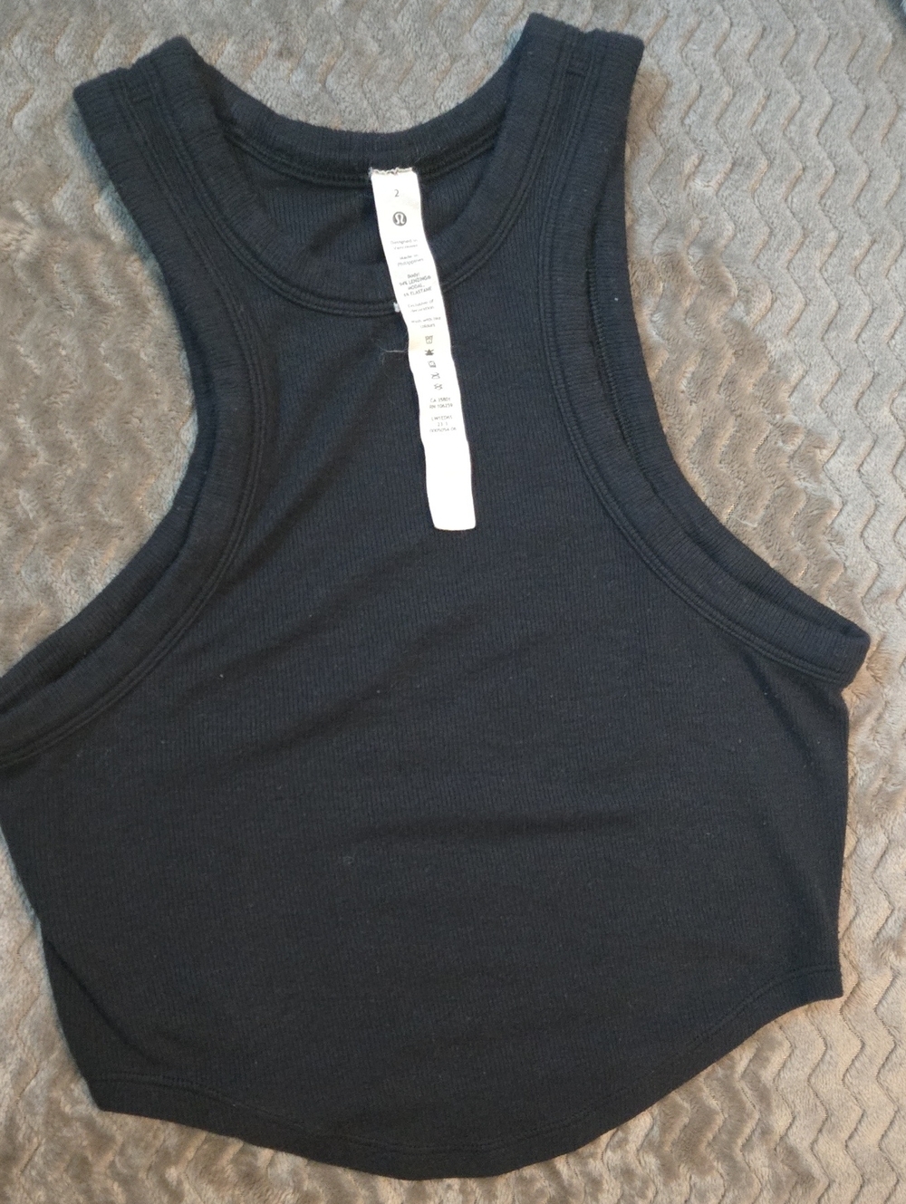 Soft Black Ribbed Tank Top - Lululemon Size 2